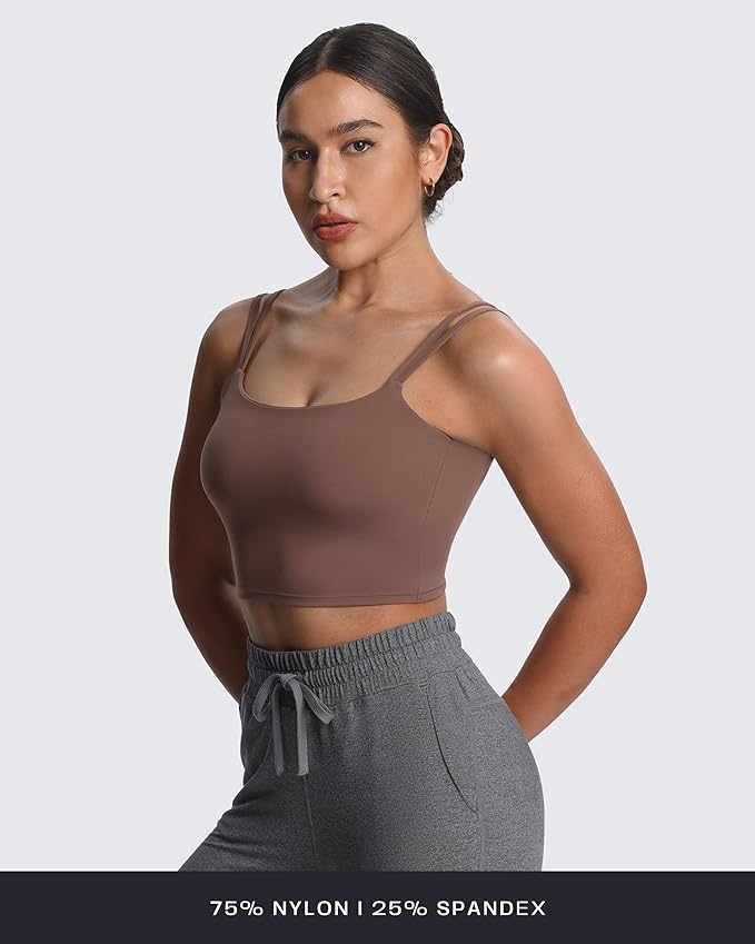 Aoxjox Women's Workout Sports Bras Fitness Yoga Crop Tank Metamorph Twist Back Cami
