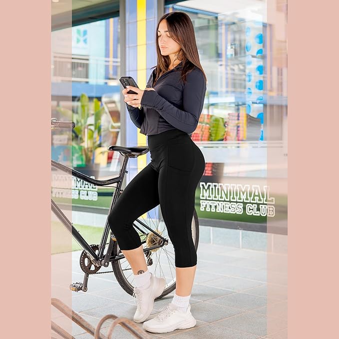 SINOPHANT High Waisted Leggings with Pockets Women, Full Length Capri Buttery Soft Stretchy Yoga Pants