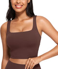CRZ YOGA Butterluxe Square Neck Crop Tank Tops for Women - Workout Longline Sports Bras Padded Yoga Camisole