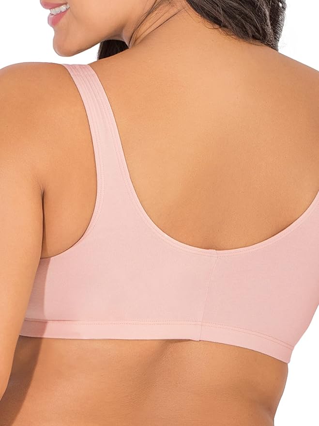 Fruit of the Loom Women's 96014PK Comfort Cotton Blend Front Close Sports Bra 2 Pack