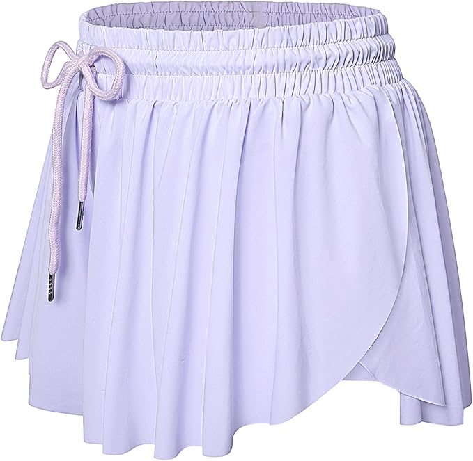Wsirmet Flowy Shorts for Women Butterfly Shorts 2 in 1 Athletic Workout Gym Biker Running Shorts with Pockets