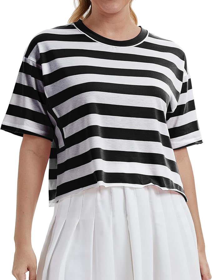Women's Oversize Workout Crop Tops Casual Short Sleeve Drop Shoulder Boxy T-Shirts Roll Hem Basic Loose Yoga Running Tees