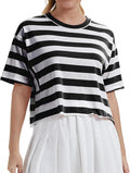 Women's Oversize Workout Crop Tops Casual Short Sleeve Drop Shoulder Boxy T-Shirts Roll Hem Basic Loose Yoga Running Tees