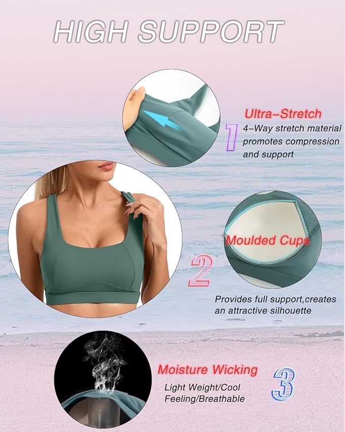 RUNNING GIRL Sports Bras for Women, Molded Cup High Impact Sports Bra Workout Bras for Women High Support Racerback