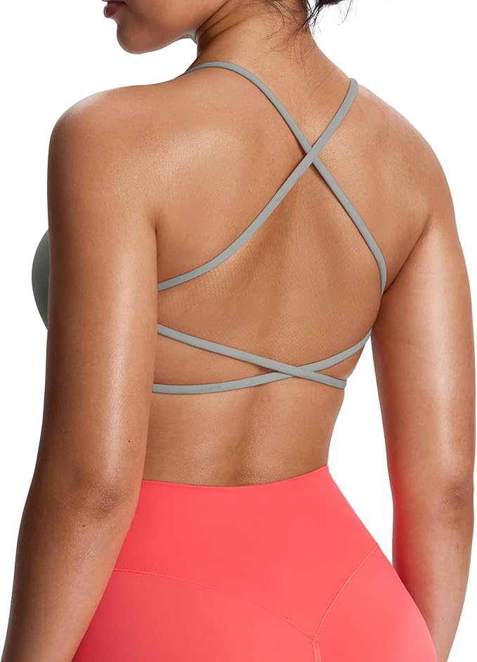 Aoxjox Women's Workout Sports Bras Fitness Trinity Ivy Low Impact Bra Yoga Crop Tank