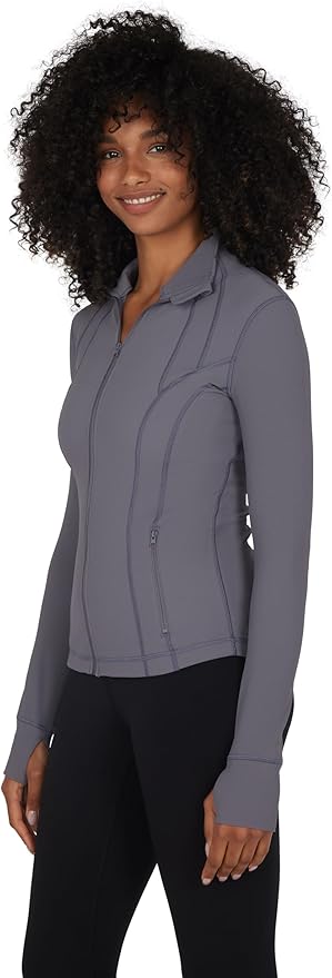 90 Degree By Reflex Full Zip Running Track Jacket Lightweight Athletic Slim Fit Jacket with Thumbholes