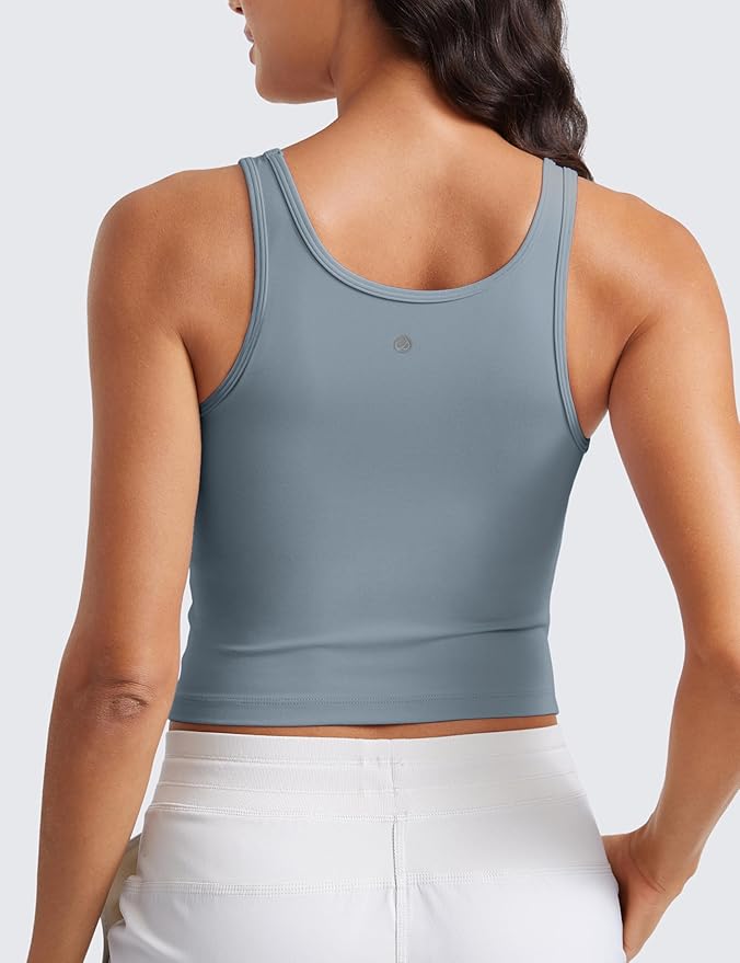 CRZ YOGA Butterluxe Double Lined Tank Tops for Women - Workout Casual Scoop Neck Racerback Crop Sleeveless Shirt