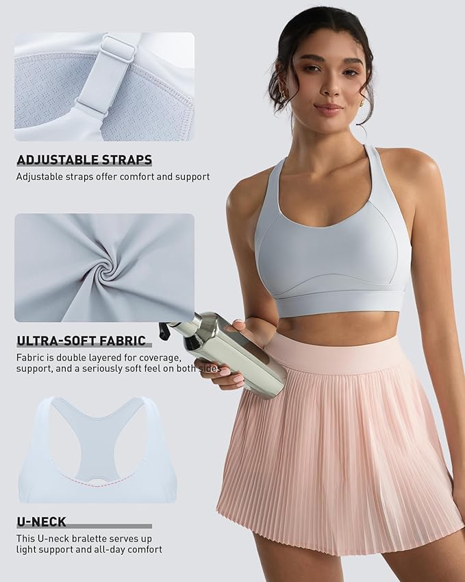 RUNNING GIRL High Impact Sports Bras for Women,Racerback Running Bra Workout Crop Tank Tops Longline Sports Bra Push up