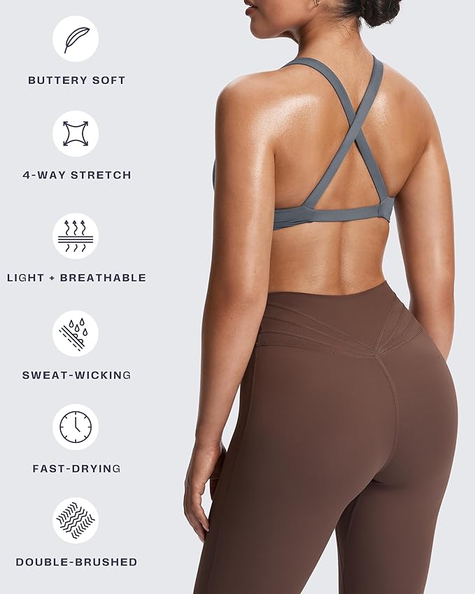 Aoxjox Women's Workout Sports Bras Fitness Satara Low Impact Bra Yoga Crop Tank