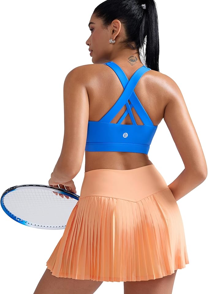 RUNNING GIRL Sports Bras for Women,Padded Strappy Sports Bras Criss-Cross Back Medium Support Sports Bras with Removable Cups