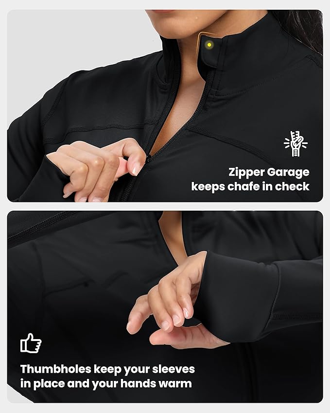 GYM RAINBOW Womens Zip Up Workout Jakcets Lightweight Slim Fit Running Athletic Jackets with Thumb Holes