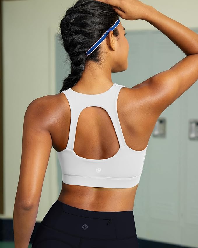RUNNING GIRL Sports Bras for Women High Support,Racerback High Impact Grey Sports Bra Moulded Cup Workout Bra Push up