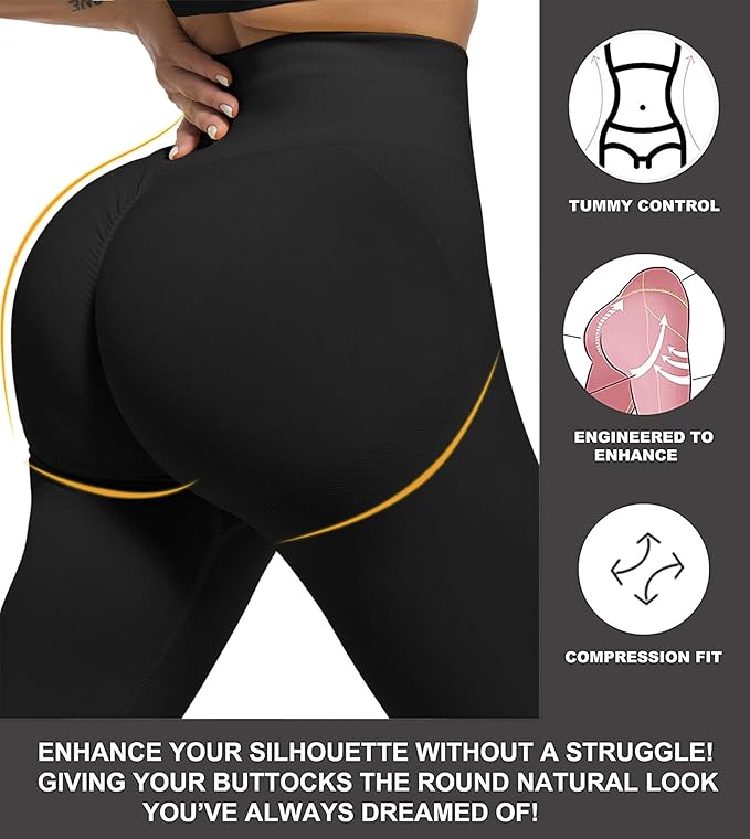 CHRLEISURE Workout Leggings Sets for Women, Gym Scrunch Butt Butt Lifting Seamless Leggings 3 Piece