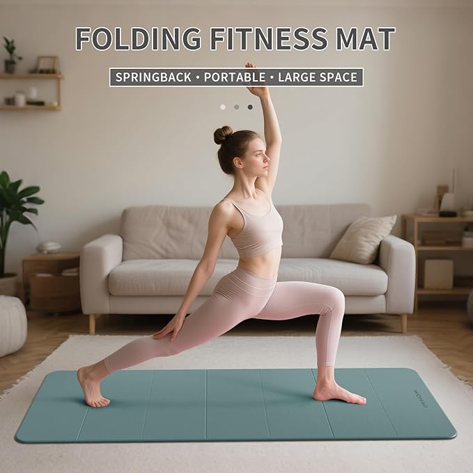 7-Fold Yoga Mat 70"x24" - 1/2 Inch Thick Folding Exercise Mat, Compact Non-Slip TPE Mat for Travel, Storage, Yoga & Home Gym, Lightweight & Portable