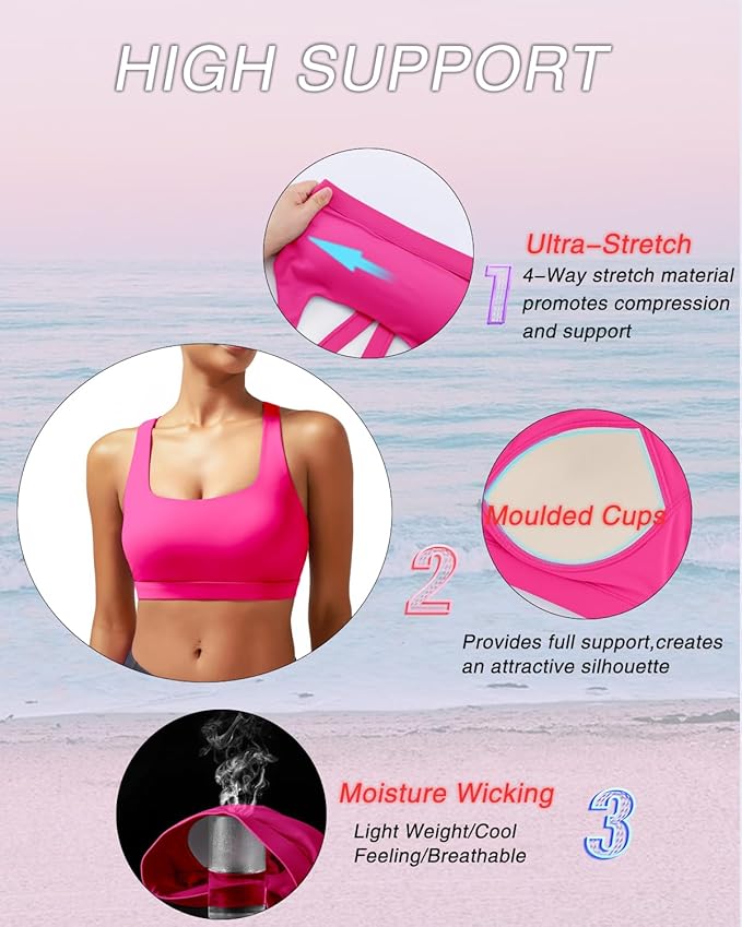 RUNNING GIRL Sports Bras for Women, Molded Cup High Impact Sports Bra Workout Bras for Women High Support Racerback