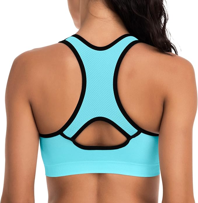 Racerback Sports Bras for Women with Pads - High Impact Athletic Tank Tops for Yoga and Workout Brassieres Bra