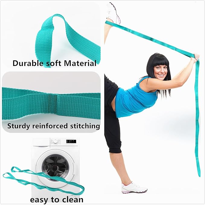 Scotamalone Stretching Strap Yoga Strap Physical Therapy for Home Workout, Exercise, Pilates and Gymnastics, 10 Loops Non-Elastic Stretch Bands with Aesthetic Packaging for Women & Men