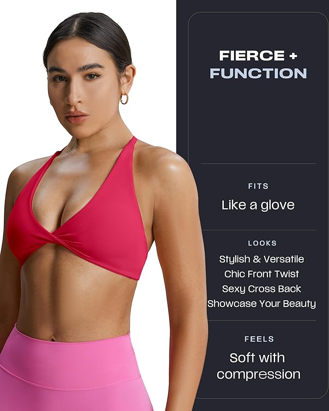 Aoxjox Women's Workout Sports Bras Fitness Metamorph Sienna Twist Bra Yoga Crop Tank
