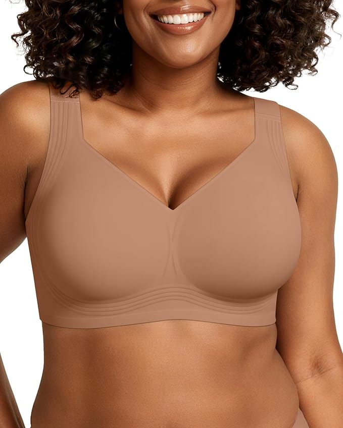 OEAK Womens Wireless Jelly Bra Plus Size Supportive Seamless Bras Full Coverage Push Up Comfortable No Underwire Tshirt Bras