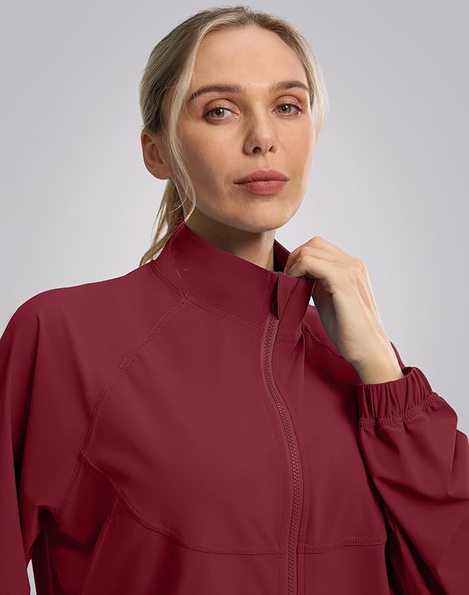 Soothfeel Women's Athletic workout Jacket Lightweight UPF 50+ Long Sleeve Sun Protection Shirts Zip Up Cropped Hiking Tops