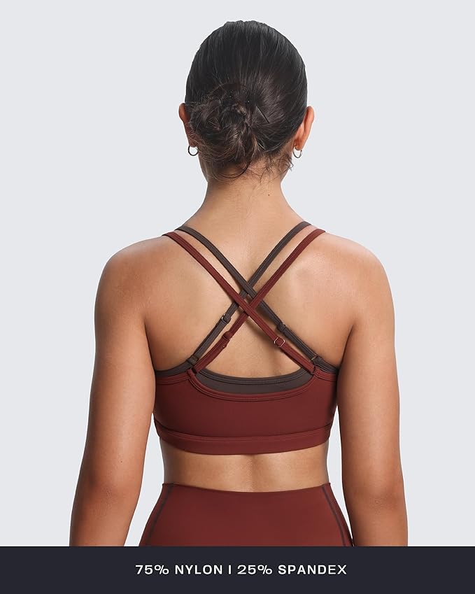 Aoxjox Women's Workout Sports Bras Takes Two Bra High Impact Training Fitness Running Yoga Crop Tank