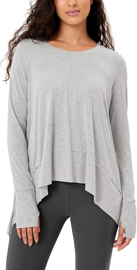 ODODOS Women's Modal Soft Long Sleeve Tee with Thumb Hole Athletic Gym Workout Tops Yoga Shirts
