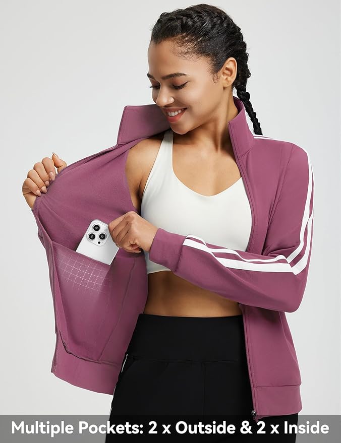 baleaf Women's Fleece Running Jackets Full Zip Warm Sweatshirts Jackets Winter Cold Weather Workout Athletic Sports Leisure
