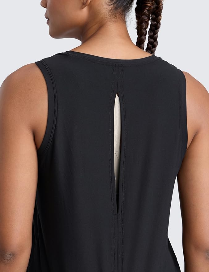 CRZ YOGA Cloudweight Open Back Workout Tops for Women Lightweight High Neck Athletic Gym Tank Soft Running Sleeveless Shirts
