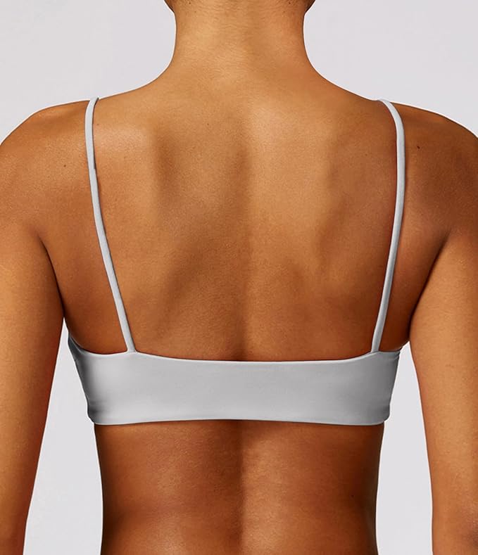 Comper Women's Sports Bra with Thin Straps Stretchy Wirefree Workout Bras Lightweight Workouts Bralette with Removable Pads