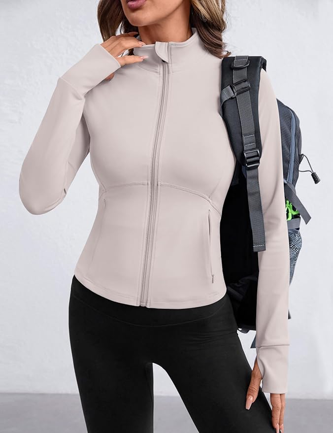Avoogue Women Lightweight Active Jacket Full Zip Workout Running Yoga Athletic Outerwear with Pockets