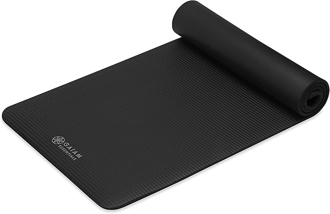 Gaiam Yoga Mat, Pilates & Exercise Mat, Thick 2/5" (10mm) Workout Mat with Easy-Cinch Carrying Strap for Home & Gym Workouts
