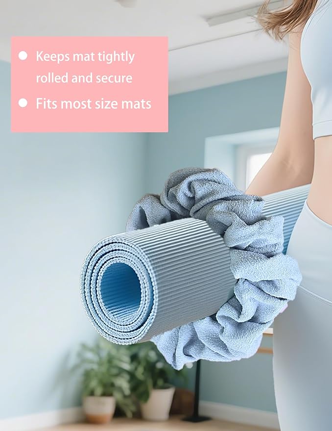 Yoga Mat Scrunchie - Yoga Mat Strap Band - Fits All Standard Yoga Mats (Not Suitable for Overly Thick Mats)