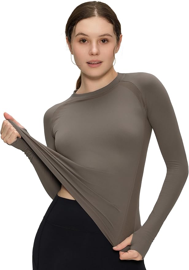 Long Sleeve Workout Tops for Women, Compression Shirt, Sports Running Shirt Breathable Athletic Top Slim Fit