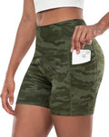 CHRLEISURE Womens Biker Yoga Shorts with Pocket, High Waisted Tummy Control 5 Inch Workout Spandex Athletic Gym Shorts