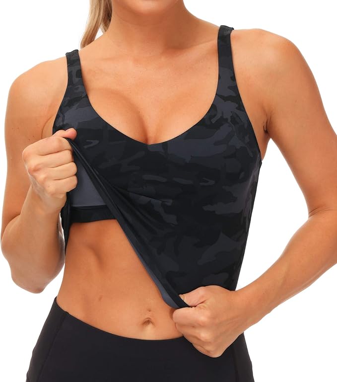 THE GYM PEOPLE Womens' Sports Bra Longline Wirefree Padded with Medium Support