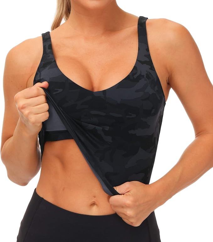 THE GYM PEOPLE Womens' Sports Bra Longline Wirefree Padded with Medium Support