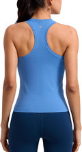 CRZ YOGA Seamless Workout Tank Tops for Women - Athletic Running Gym Sleeveless Shirts Crewneck Racerback Breathable