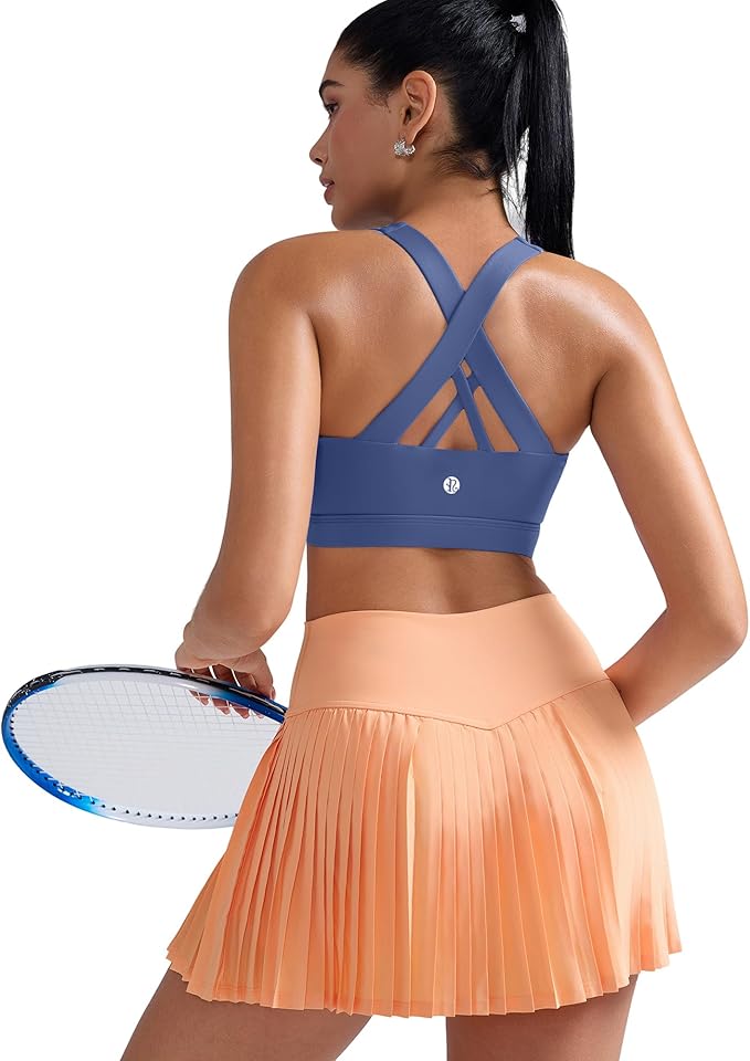 RUNNING GIRL Sports Bras for Women,Padded Strappy Sports Bras Criss-Cross Back Medium Support Sports Bras with Removable Cups