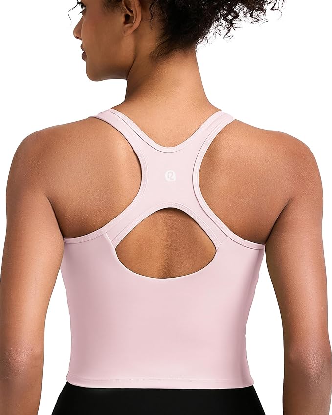 RUNNING GIRL Workout Tank Tops with Built in Bras for Women,Compression Shirt Strappy Back Athletic Yoga Tops