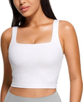 CRZ YOGA Butterluxe Square Neck Crop Tank Tops for Women - Workout Longline Sports Bras Padded Yoga Camisole
