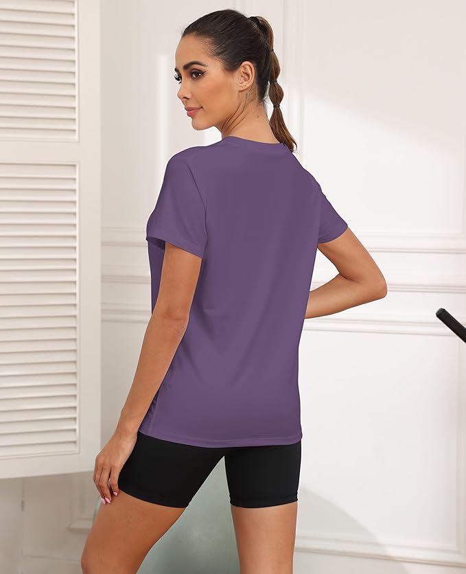 KevaMolly Workout Tops for Women UPF50+ Breathable Loose Fit Yoga T Shirts Short Sleeve Running Gym Athletic Tee Top