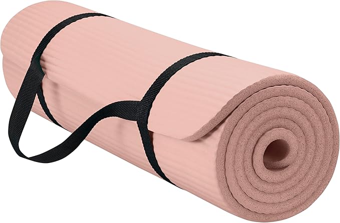 Gaiam Yoga Mat, Pilates & Exercise Mat, Thick 2/5" (10mm) Workout Mat with Easy-Cinch Carrying Strap for Home & Gym Workouts