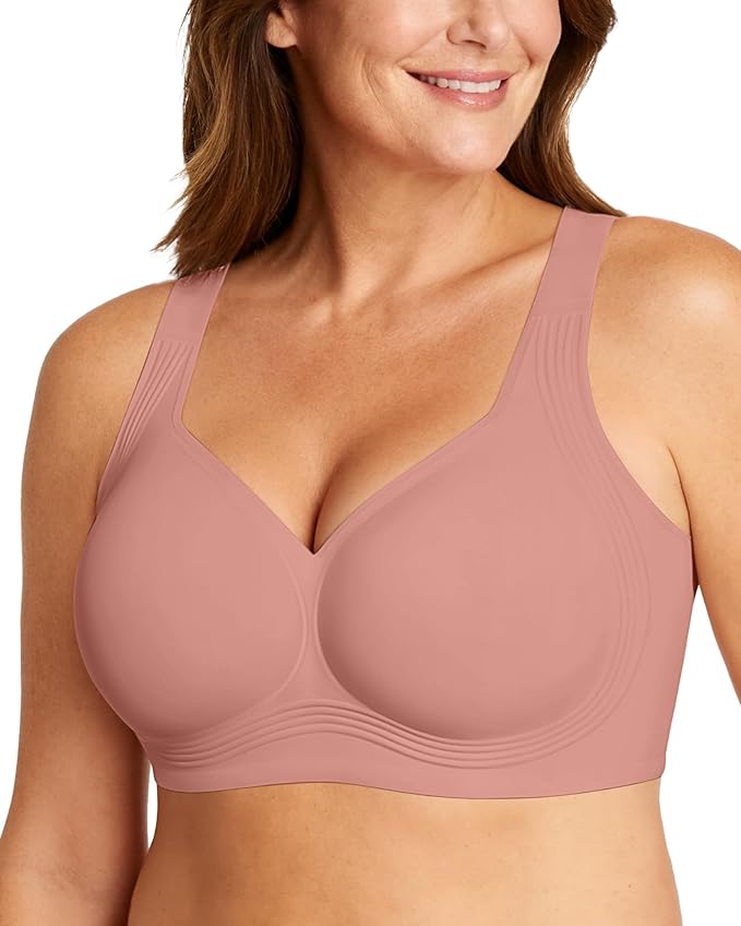 OEAK Womens Wireless Jelly Bra Plus Size Supportive Seamless Bras Full Coverage Push Up Comfortable No Underwire Tshirt Bras