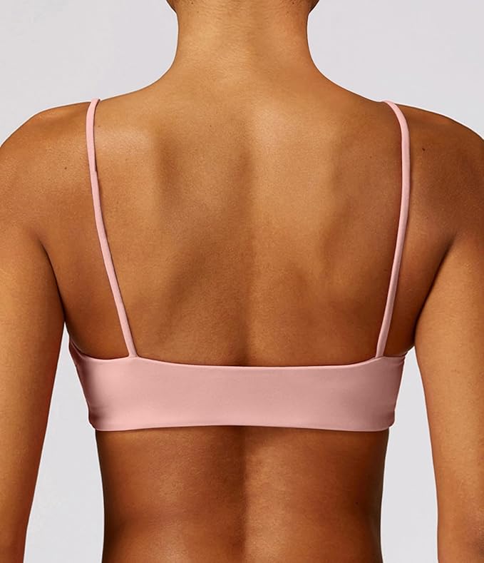 Comper Women's Sports Bra with Thin Straps Stretchy Wirefree Workout Bras Lightweight Workouts Bralette with Removable Pads