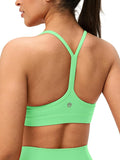 Womens Y Back Padded Sports Bra Strappy U Neck Butter Soft Low Impact Workout Bras Yoga Pilates Walking