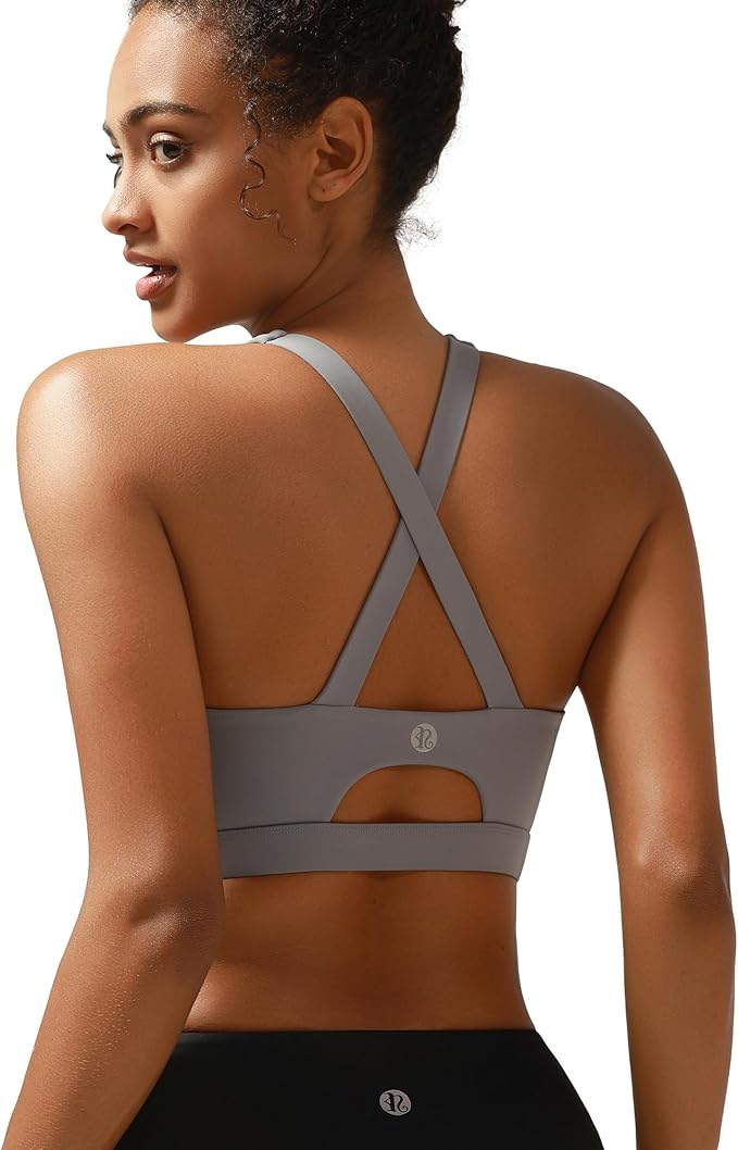 RUNNING GIRL Sports Bra for Women High Support,Molded Cup Strappy Running Sports Bras with Sewn in Pads