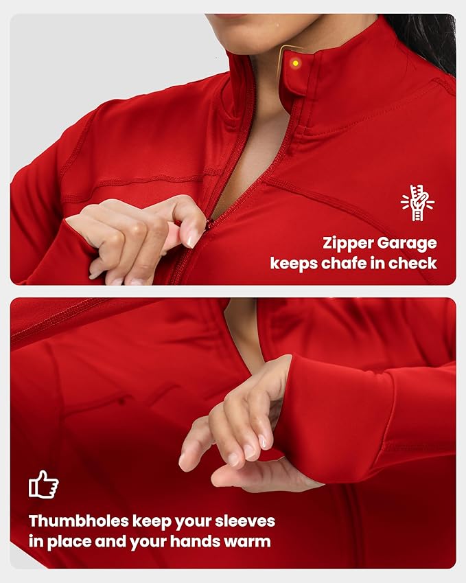 GYM RAINBOW Womens Zip Up Workout Jakcets Lightweight Slim Fit Running Athletic Jackets with Thumb Holes