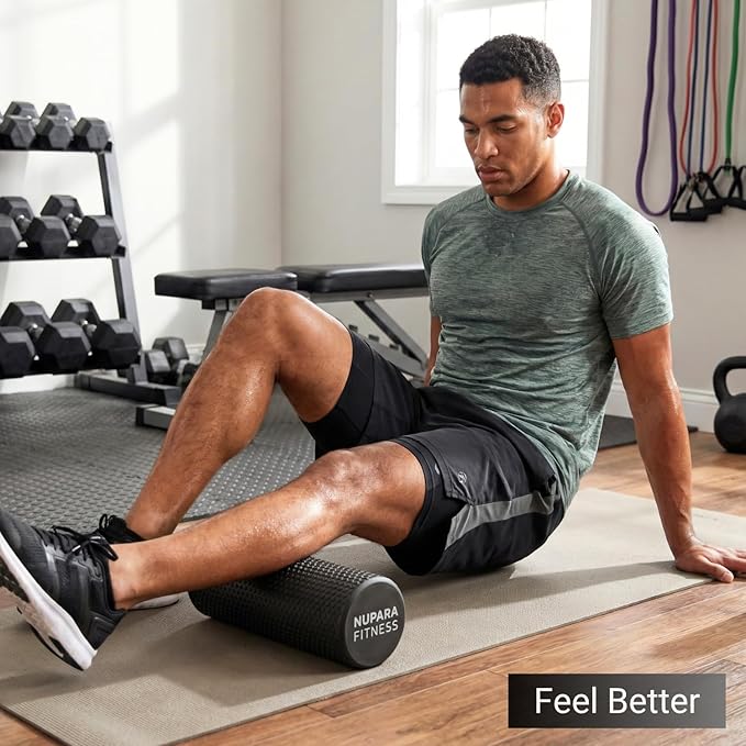 Foam Roller for Back, Legs, and Deep Tissue Muscles. Muscle Roller for Running, Cycling, Sports, Exercise, Recovery, Physical Therapy, Yoga, and Pilates. (Dark Blue, 12 inch - Medium)