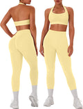 TDIFFUN Women Workout Sets 2 Piece Seamless Scrunch Butt Leggings Padded Halter Sports Bra Matching Set Gym Yoga Outfits