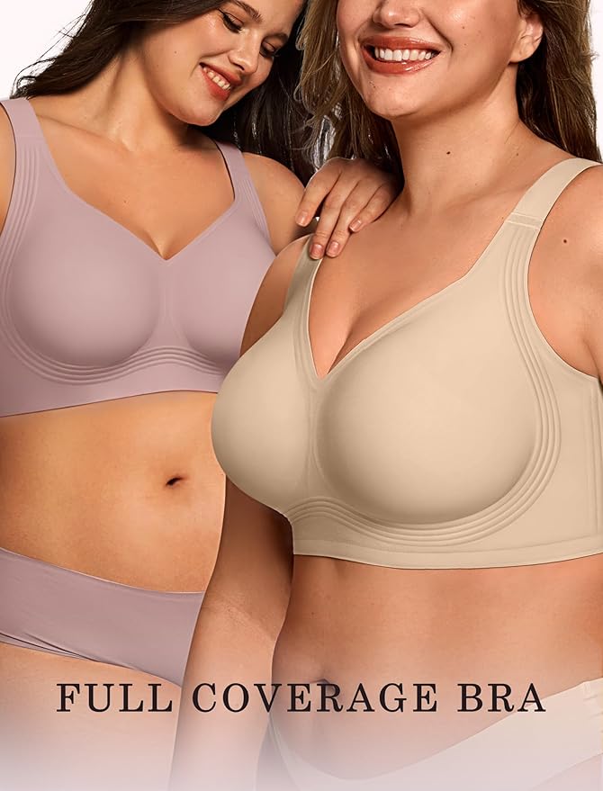 OEAK Womens Wireless Jelly Bra Plus Size Supportive Seamless Bras Full Coverage Push Up Comfortable No Underwire Tshirt Bras